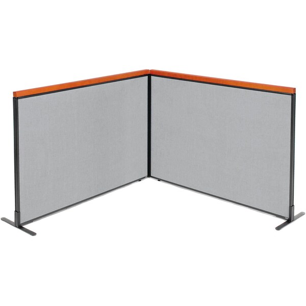 Interion By Global Industrial Interion Deluxe Freestanding 2-Panel Corner Room Divider, 60-1/4inW x 43-1/2inH, Gray 695156GY - main